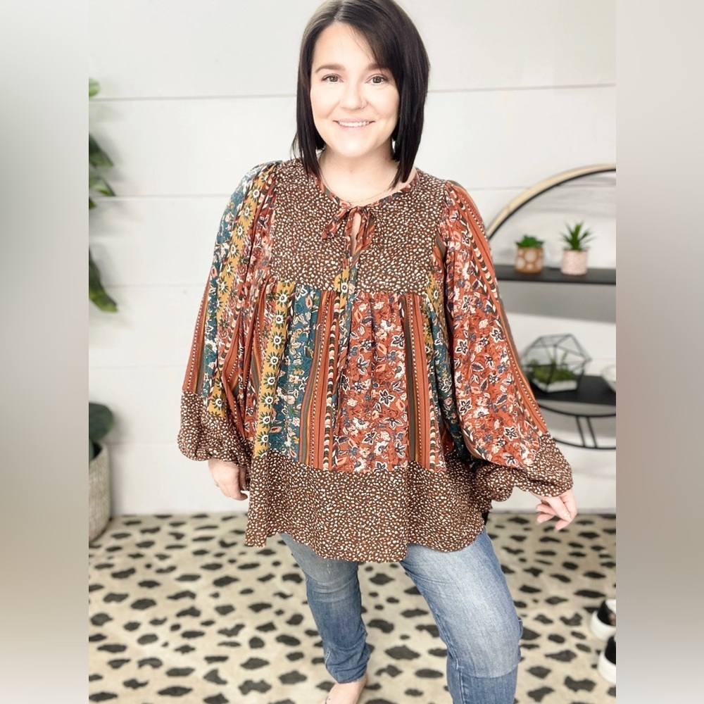New Haptics Hobo Vintage Print top plus size 3X 🌸🌹🌺 E - Picture 4 of 9